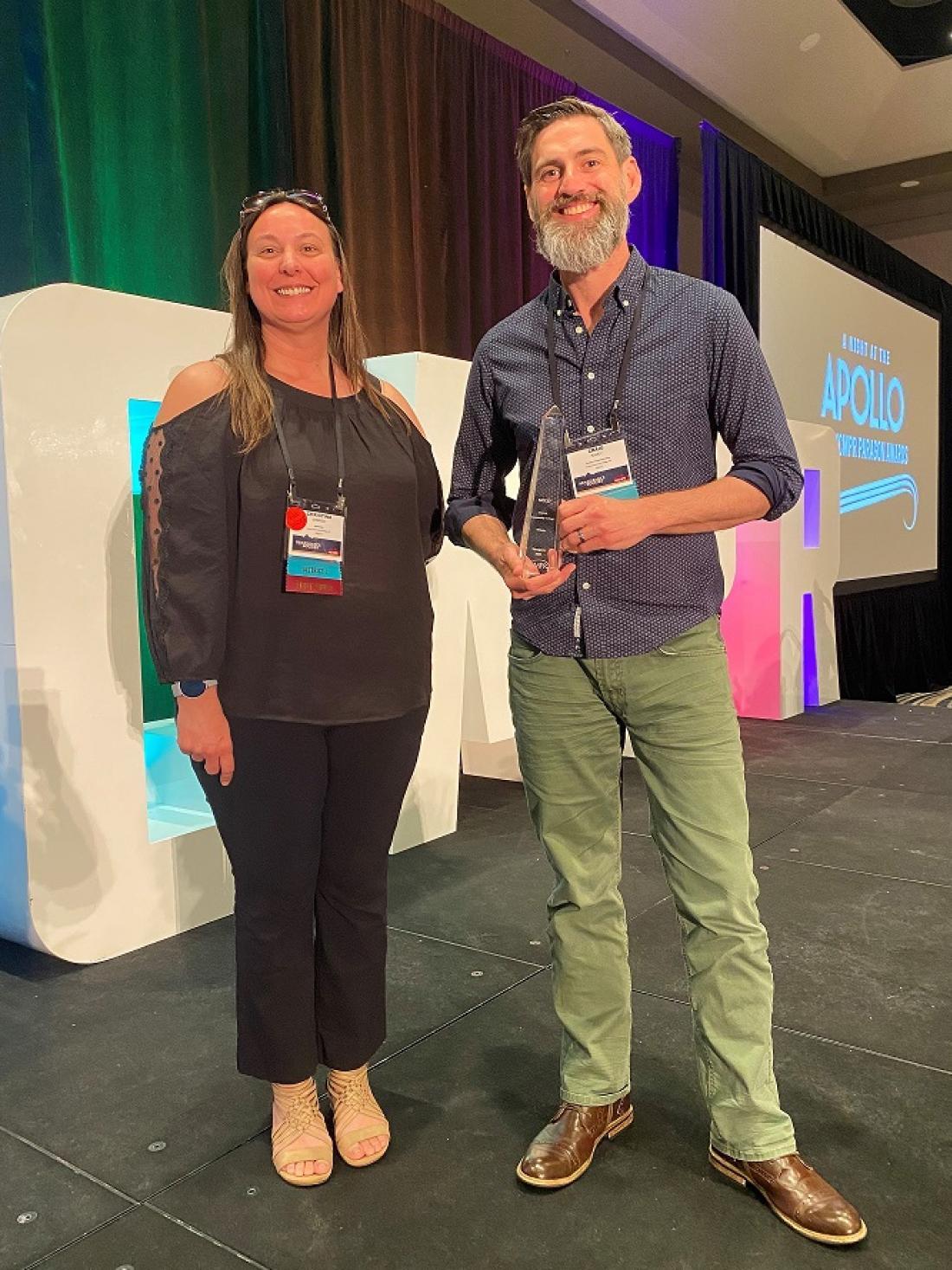 Office 365 Systems Administrator Christina Sobrido and Director of Communications Craig Ramey were fortunate to be able to attend the 2022 NCMPR national conference and accept the Paragon award in person.