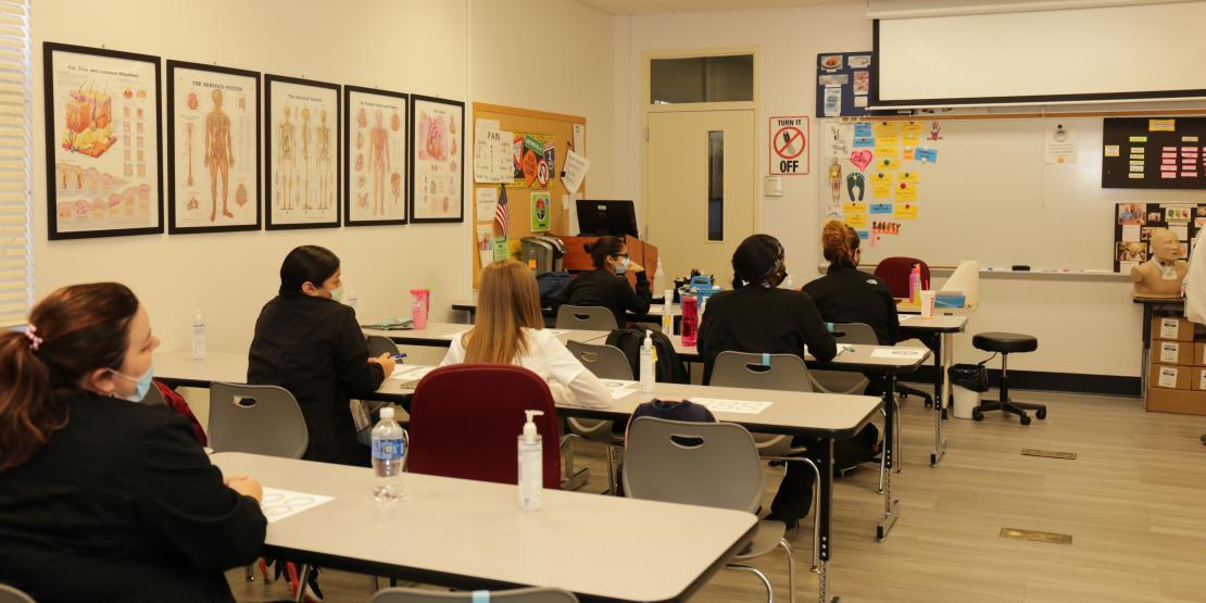 Nursing students sitting in classroom